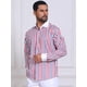 thumbnail image 4 of INSPIRE CHIC Camisas de Negocios de Manga Larga con Botones a Rayas para Hombre 2XL Rojo Azul, 4 of 4
