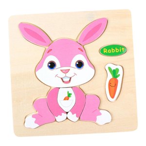 Magideal - Animal Bunny Puzzle Board Juguete Educativo Dibujos Animados Conejo Rompecabezas Para Niños Niñas Preescolar Niños Pequeños Regalo De Pascua Edades 2