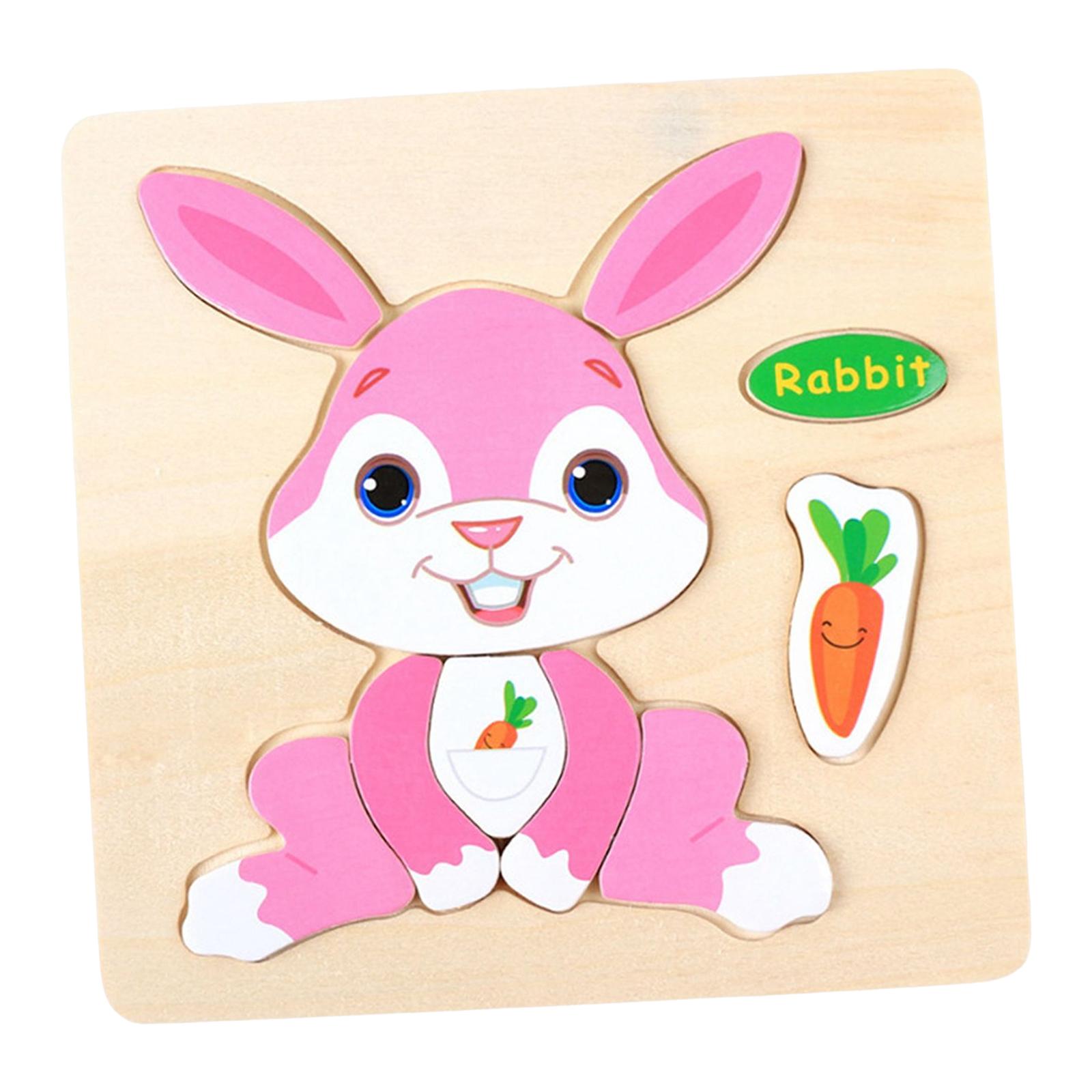 Magideal - Animal Bunny Puzzle Board Juguete Educativo Dibujos Animados Conejo Rompecabezas Para Niños Niñas Preescolar Niños Pequeños Regalo De Pascua Edades 2