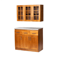 Muebles Insignes - Mueble De Cocina Set Elevacion Y Base Berlin Madera Nogal 3 Puertas