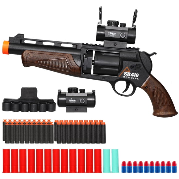Pistola de juguete revólver grande Pakimio con mira y balas suaves