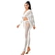 thumbnail image 4 of Conjunto De Blusa De Manga Larga Con Cuello En V Y Falda Con Cintura Elástica Larga Desgastada Blanco (para Mujer), 4 of 5