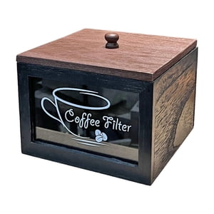 Magideal - Caja De Almacenamiento Para Portafiltros De Café, Dispensador De Encimera A Prueba De Polvo, Accesorios De Cafetería De Estilo Rústico, Decoración Par