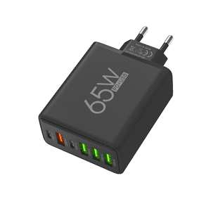 Genérico - Cargador Múltiple 65W Carga Rapida Usb+Pd (Tipo-C) 6 Puertos Negro