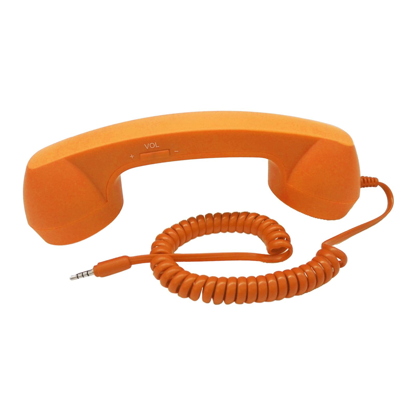 Magideal - Auricular De Teléfono Celular Vintage /3.5mm /comfort/ Classic/ Mini Receptor De Teléfono Celular Micrófono Altavoz Teléfono Celular Teléfono Intelige Naranja