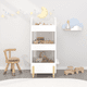 thumbnail image 1 of Kids Bookshelf with Chalkboard Side – Bear-Shaped Wooden Bookcase with 3-Tier Storage, Drawing Board for Toddlers, Toy and Book Organizer for Playroom or Bedroom – White, 1 of 3