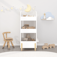 M&Ms - Kids Bookshelf With Chalkboard Side – Bear-Shaped Wooden Bookcase With 3-Tier Storage, Drawing Board For Toddlers, Toy And Book Organizer For Playroom Or Bedroom – White