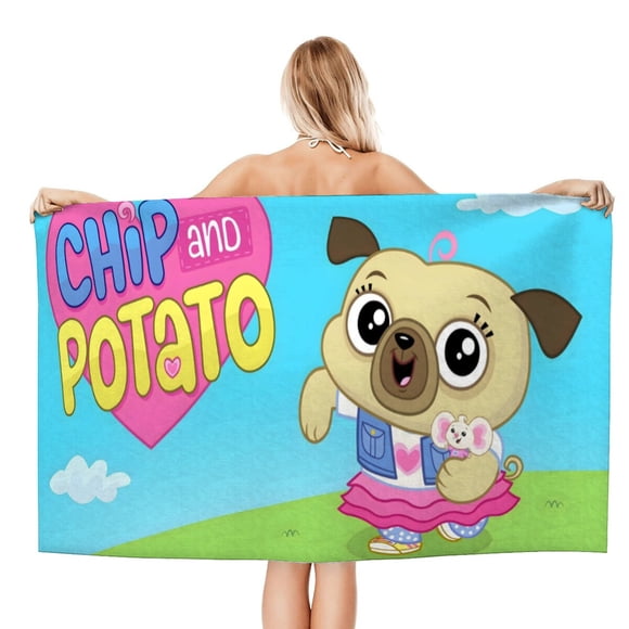 Chip y Potato Toalla de playa de secado rápido con diseño temático, regalo para mujeres y niñas, ideal para cumpleaños, fans, amantes de la música, uso en la playa o al aire libre, 78 × 180 cm