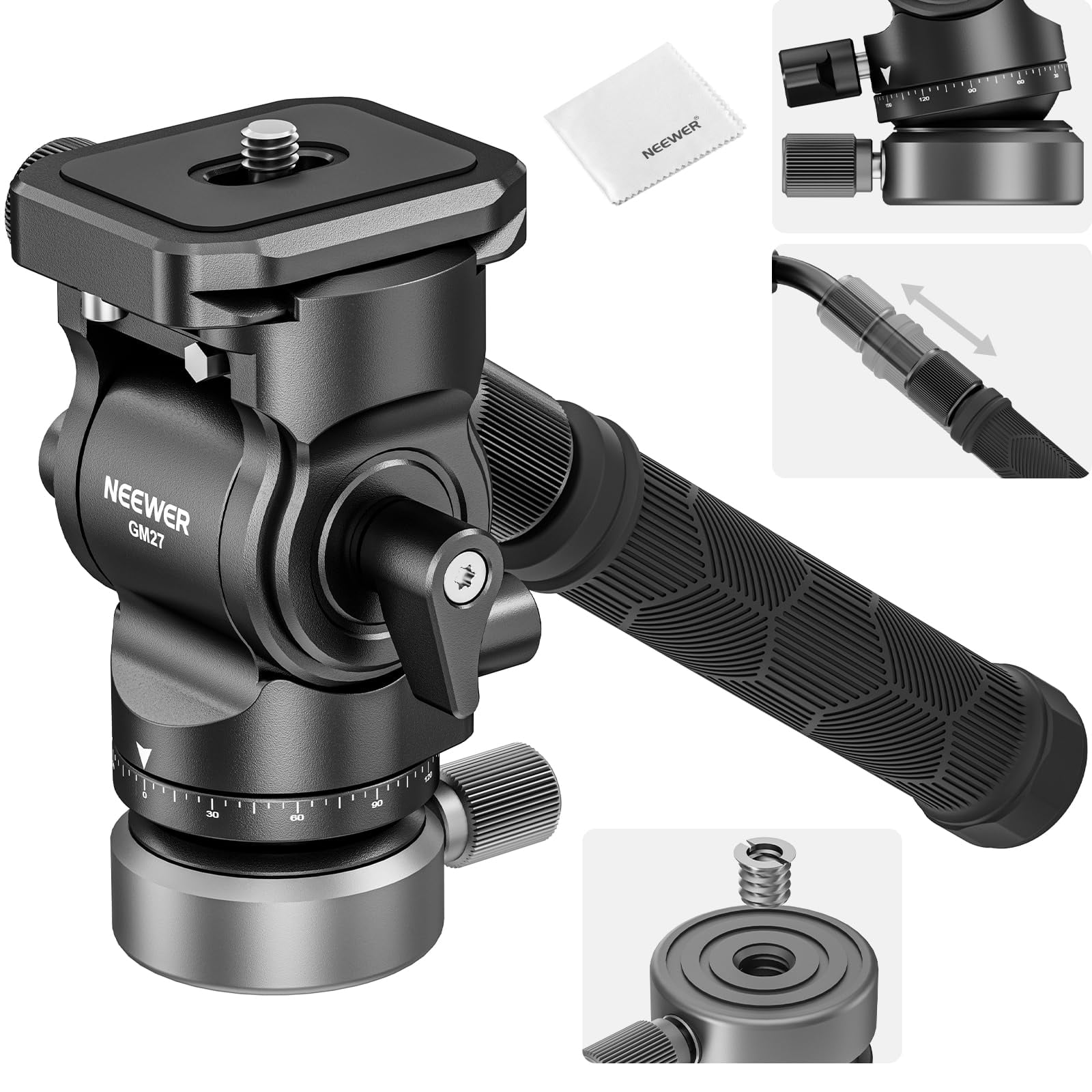 Cabezal Fluido Para Trípode Neewer Gm27 Con Base Niveladora Para Réflex Digital De 4 Kg