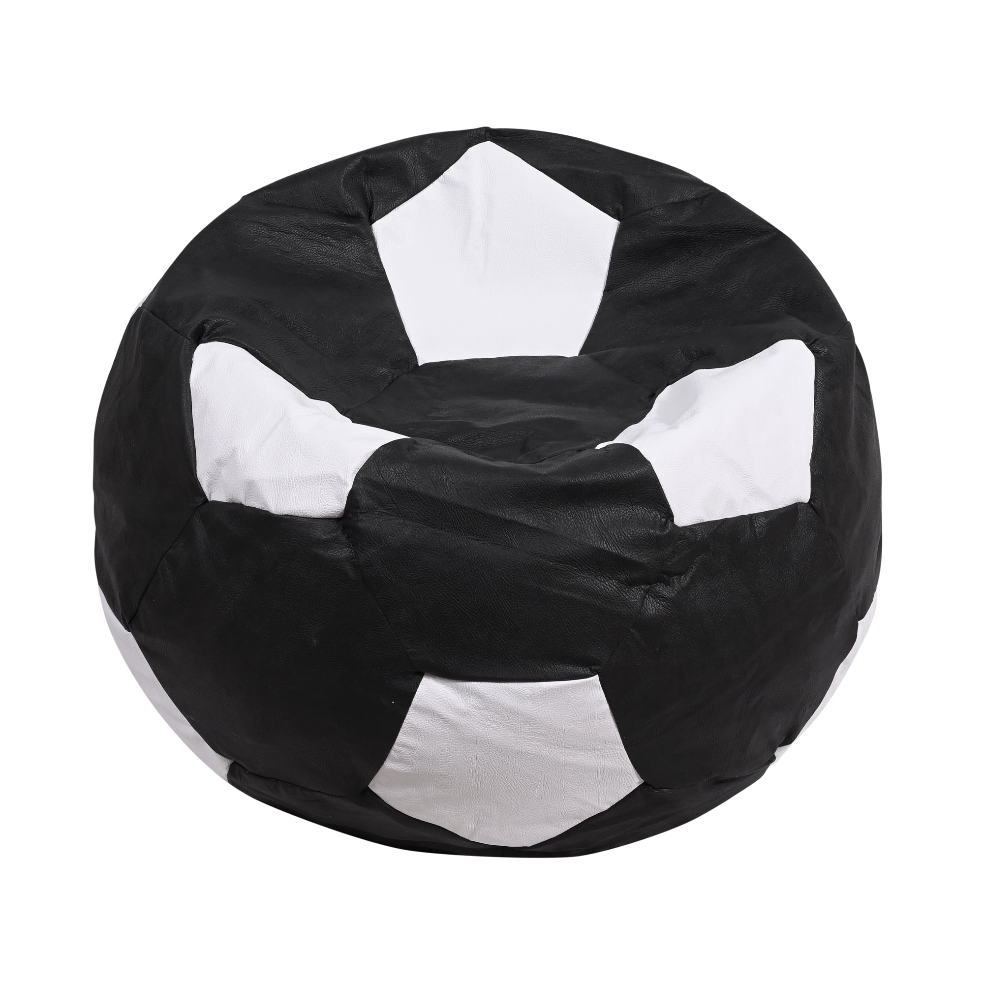 Máxima Design - Pouf Pera Futbol Negro Blanco Eco Cuero 80x80x80 Cm
