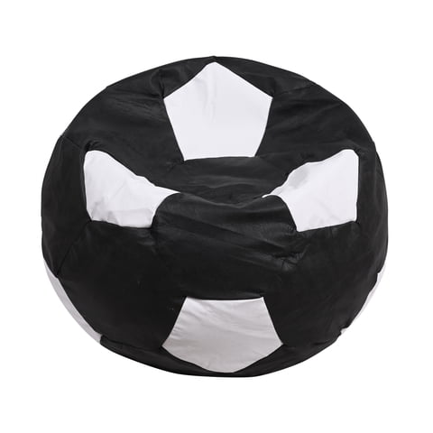 Máxima Design - Pouf Pera Futbol Negro Blanco Eco Cuero 80X80X80 Cm