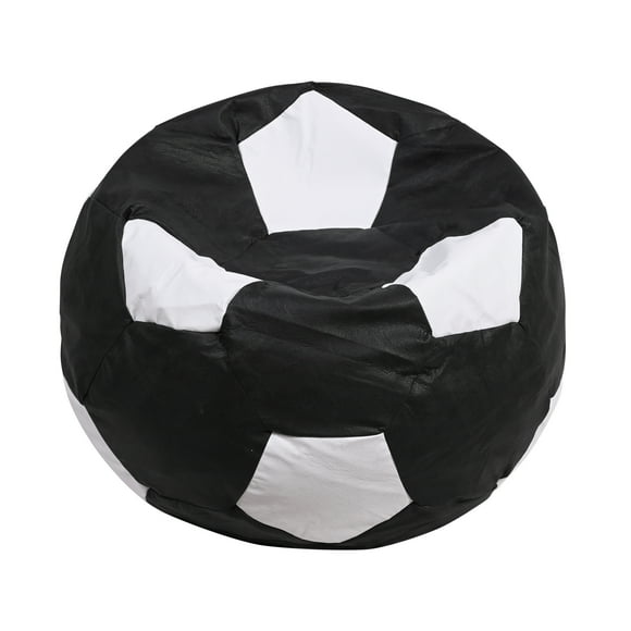 Pouf Pera Futbol Negro Blanco Eco Cuero 80x80x80 cm