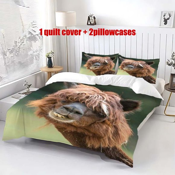 3pcs Grinning Smile Print Bedding Set Duvet Cover and Pillowcases