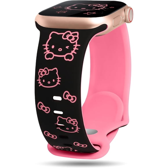 Cute Cat Engraved Band Compatible with Apple Watch Bands