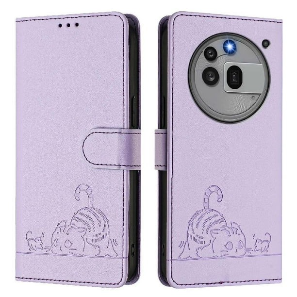 Funda tipo cartera FOXDOCK para Nothing Phone 3a Pro 5G con soporte, ranuras, RFID, diseño de gato