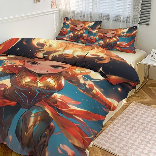 Avengers Comic Cool 3 Piece Bedding Sets- Includes Duvet Cover &Pillow Shams - Bedding Features Captain America, Hulk, & Thor - Super Soft Bed Sheets
