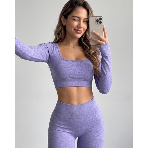 Set Deportivo Calza Push Up Tiro Alto Top Manga Larga - YJ999