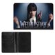 thumbnail image 2 of Miércoles Addams Porta Pasaporte y Cartera de Viaje Premium de Cuero PU, Funda de Pasaporte Bloqueo RFID con Ranuras para Tarjetas de Crédito, Estuche para Libro de Pasaporte para Familia 10cm × 15cm, 2 of 6