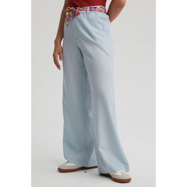 Jeans Mujer Palazzo Pañuelo Azul Claro