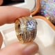 thumbnail image 1 of 3pcs Luxury 18k Gold Plated Zircon Set Ring for Women - Fashionable Engagement and Wedding Jewelry, 1 of 5