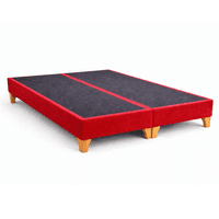 Base Cama 2 Plazas Lore Felpa Premium Rojo / Reforzada Con Patas De Madera
