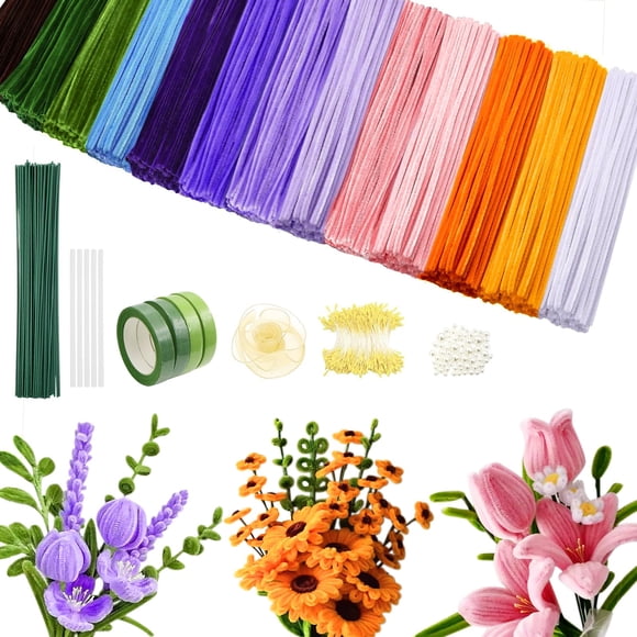 Kit de limpieza de tuberías para manualidades, 800 piezas, con mango e instrucciones