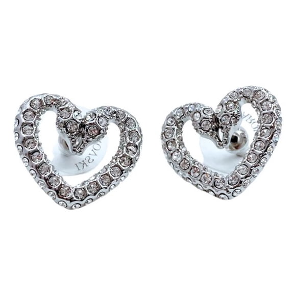 Aros Cisnes Corazón, Cristal Austriaco, Circón, Regalo Mujer Plateado