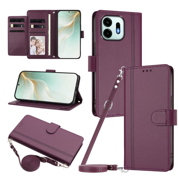 Funda Billetera Delgada para Oneplus N6 4G, Cuero Sintético, Morado Oscuro