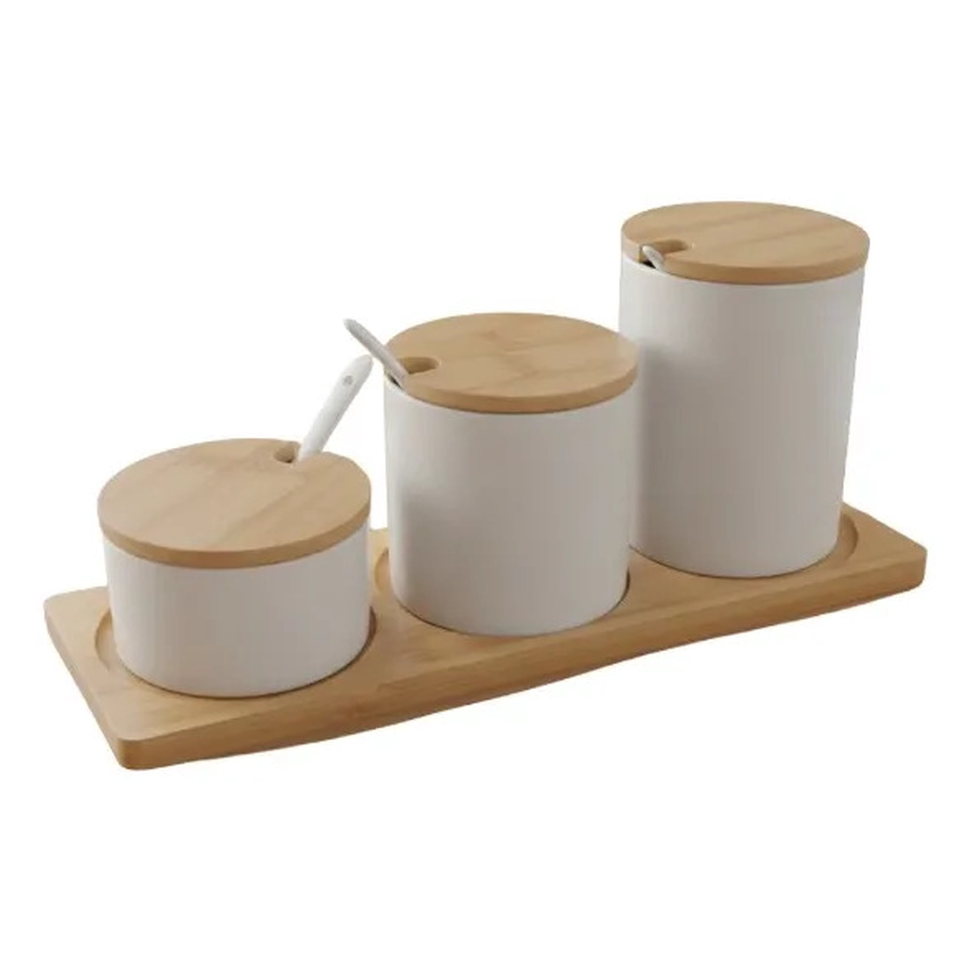 Genérico - Set 3 Frascos Contenedores Base Bambú Estilo Minimalista Jhn