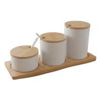 Genérico - Set 3 Frascos Contenedores Base Bambú Estilo Minimalista Jhn
