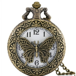 Genérico - Reloj Bolsillo Butterfly Con Cadena Al41