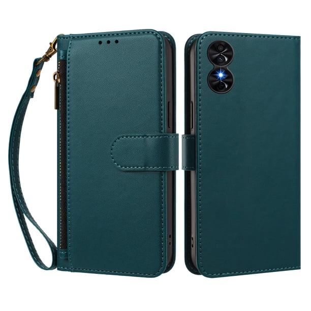 Funda Tipo Billetera para TCL 50 SE/40 NxtPaper 4G con Soporte y Bolsillo con Cierre Verde