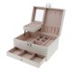 thumbnail image 1 of Caja De Tachuelas De Exhibición De Almacenamiento De Joyería Portátil De Cuero Multicapa Blanca, 1 of 5