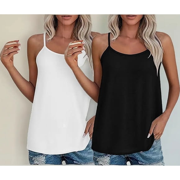 Pack 12 Camiseta Sin Mangas Para Mujer Fibra Bambú Camisola Blanco Negro M l Liso