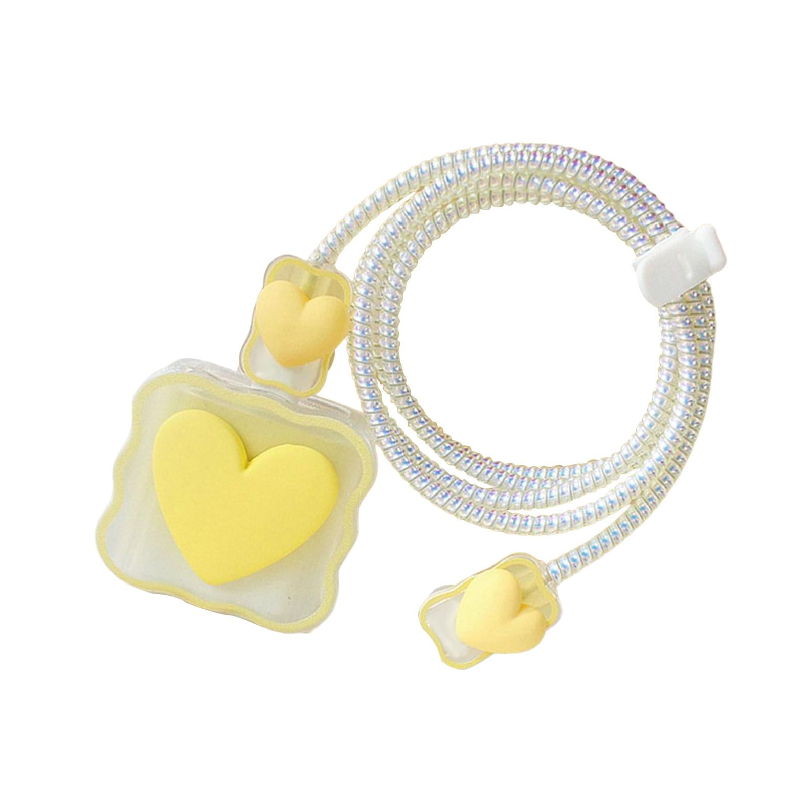 Magideal - Estuche Protector 3d, Cabezal De Cargador Línea De Datos Accesorios De Cable De Datos Protector De Cargador Rápido De Dibujos Animados Para Teléfono , Amor Amarillo