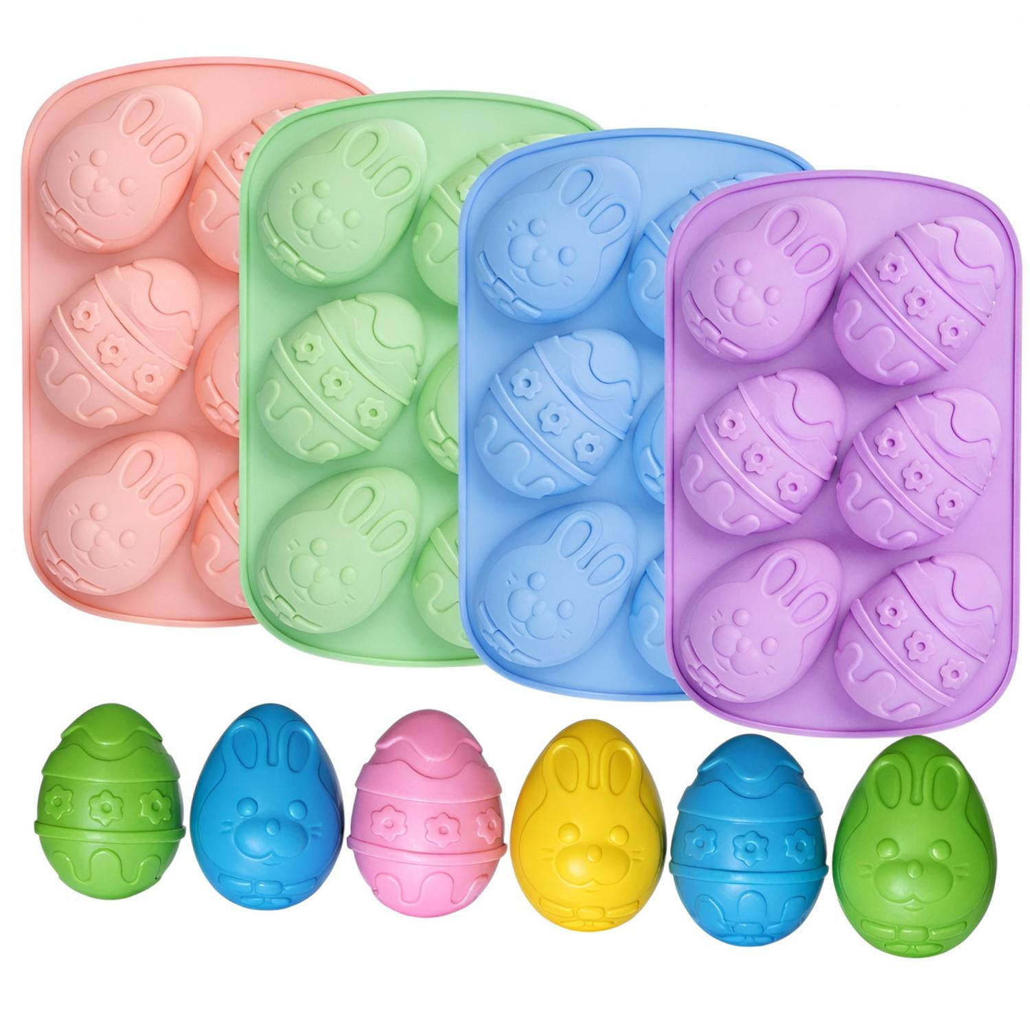 Pasteleriuscl - Set X4 Moldes Silicona Huevos De Pascua Moldes Para Reposteria 3d Antiadherente