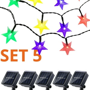 Genérico - Set 5 Guirnaldas Solar Estrellas Rgb Led Jardin 5 Metros