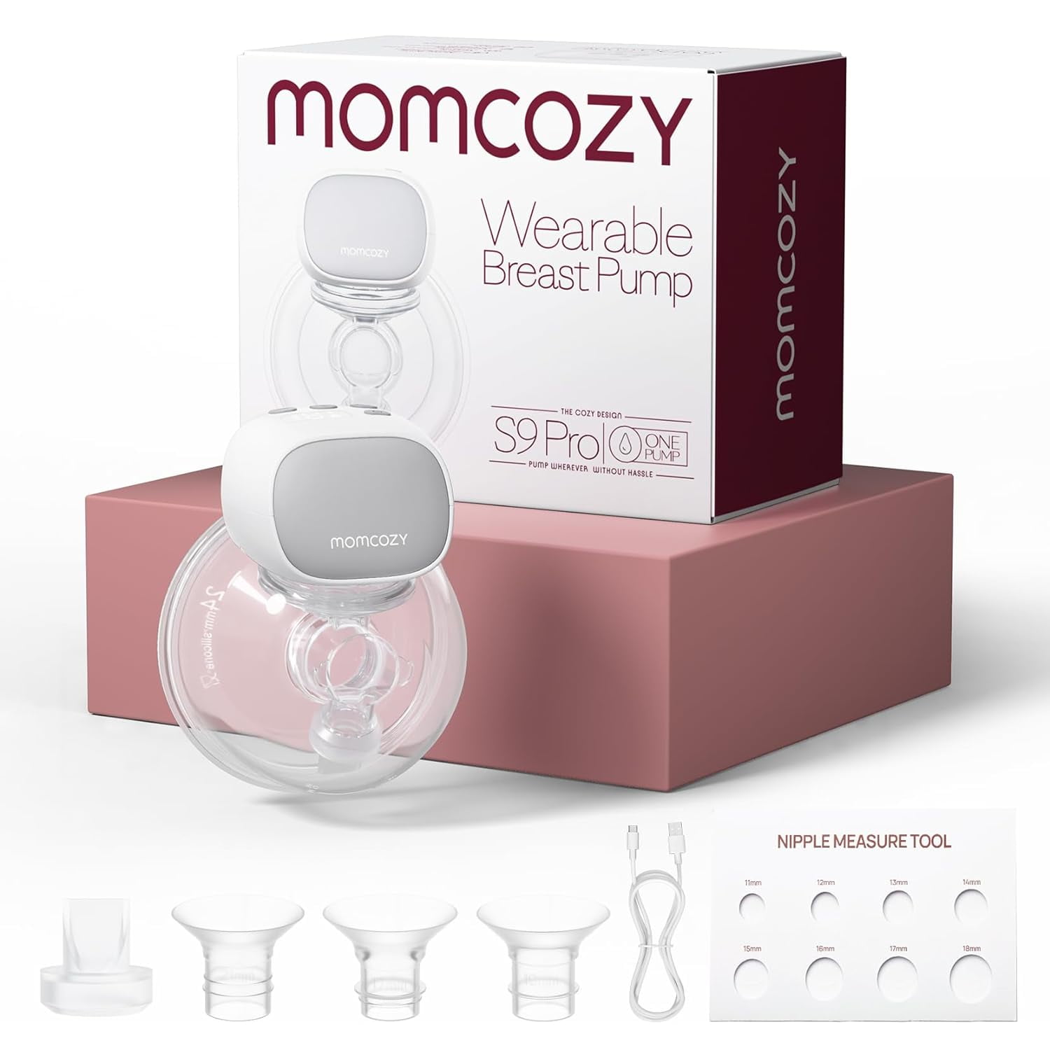 Momcozy S9 Pro Extractor De Leche Eléctrico, Manos Libres, Gris 24mm, 1 Unidad