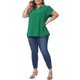 thumbnail image 2 of Agnes Orinda Blusas de Talla Grande para Mujer con Cuello en V Entallado, Mangas Cortas de Pétalo, Camisas Casual 4X Verde Oscuro, 2 of 6