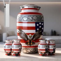 Juego De Urnas Crematorias Americurn Con Bandera Estadounidense Para Adultos Con Recuerdos