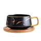 thumbnail image 1 of Taza de espresso, juego de taza de capuchino de 300 ml, taza de café de mármol con platillo, porcelana, taza, platillo, cuchara, negro, 1 of 6