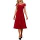 thumbnail image 1 of INSPIRE CHIC Vestido de Terciopelo para Mujer Fuera del Hombro Vintage Cóctel de Noche Vestidos Línea A S Rojo, 1 of 5