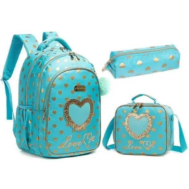 Childrens School Backpack Set with Lunch Bag Pencil Case Waterproof School Bags for Girls Mermaid Backpack Child Girl Book Bag