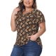 thumbnail image 4 of Agnes Orinda Camisetas de Talla Grande para Mujeres Estampado Floral Manga Corta Cuello Redondo Suelta Casual Básica Camiseta 3X Marrón, 4 of 5