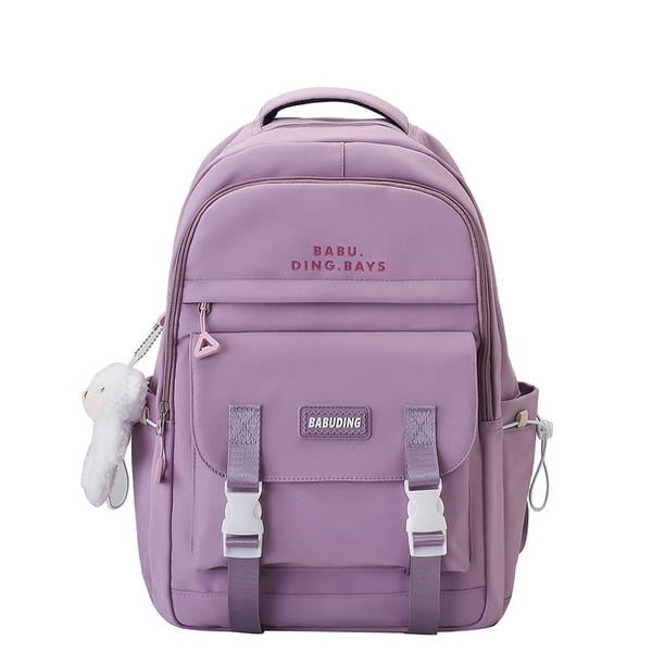 Get Ready for School with Our Kawaii Backpack Featuring a Cute Bear Doll and Buckle Decor in Simple Preppy Style with Easy Zippers