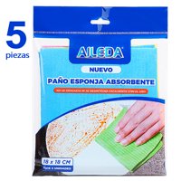 Paño De Limpieza Aileda Paño Esponja Absorbente Celeste - Amarillo - Rosa 5 U Paño Esponja Ultra Absorbente Multiuso 18X18Cm