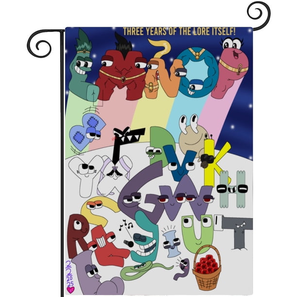 Alphabet Lore -bandera de jardín temática. Regalo perfecto para fans, amigos y familiares, ideal para actividades al aire libre y decoración de fiestas.45CM*100CM