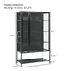 thumbnail image 1 of 67.25'' Tall Iron Display Cabinet with Glass Door and LED Lights Steel Curio Cabinet for Collectibles Figures Trophies 3-Sided Glass Display Case for Home Office Study Room Stores Playroom - Black, 1 of 3