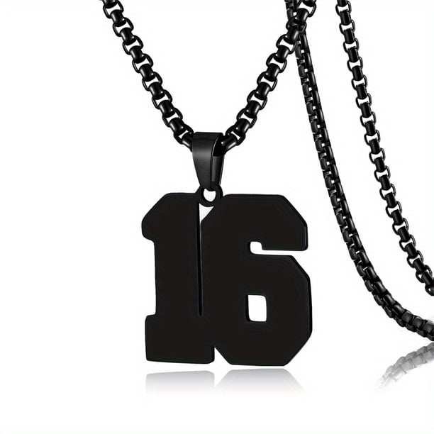 1pc Stylish Stainless Steel Men's Athletes Number Pendant Necklace - Perfect for Baseball, Basketball, and Football Teams - Long Chain Necklace with Sports Number - Ideal Gift for Boys