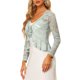 thumbnail image 4 of INSPIRE CHIC Bolero de Encaje Floral para Mujer con Dobladillo Volante, Cárdigan Recortado con Lazo Frontal, Cubierta Ligera de Verano Gris L, 4 of 6